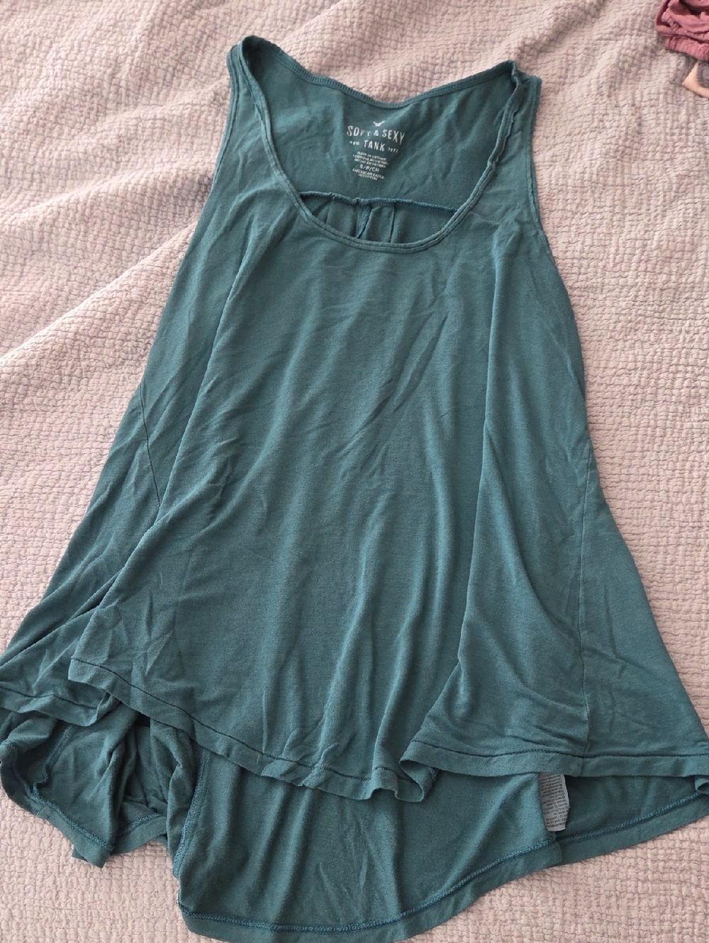 American Eagle Outfitters Teal Flowy Scoop Tank